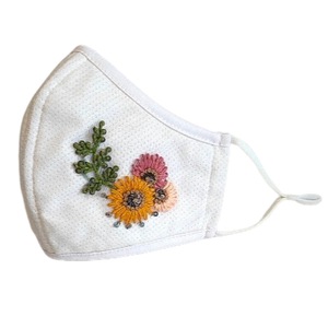 Anjia Embroidery Mask AE01 with Adjustable Straps- 4ply Reusable Mask > 90%BFE, High Breathability